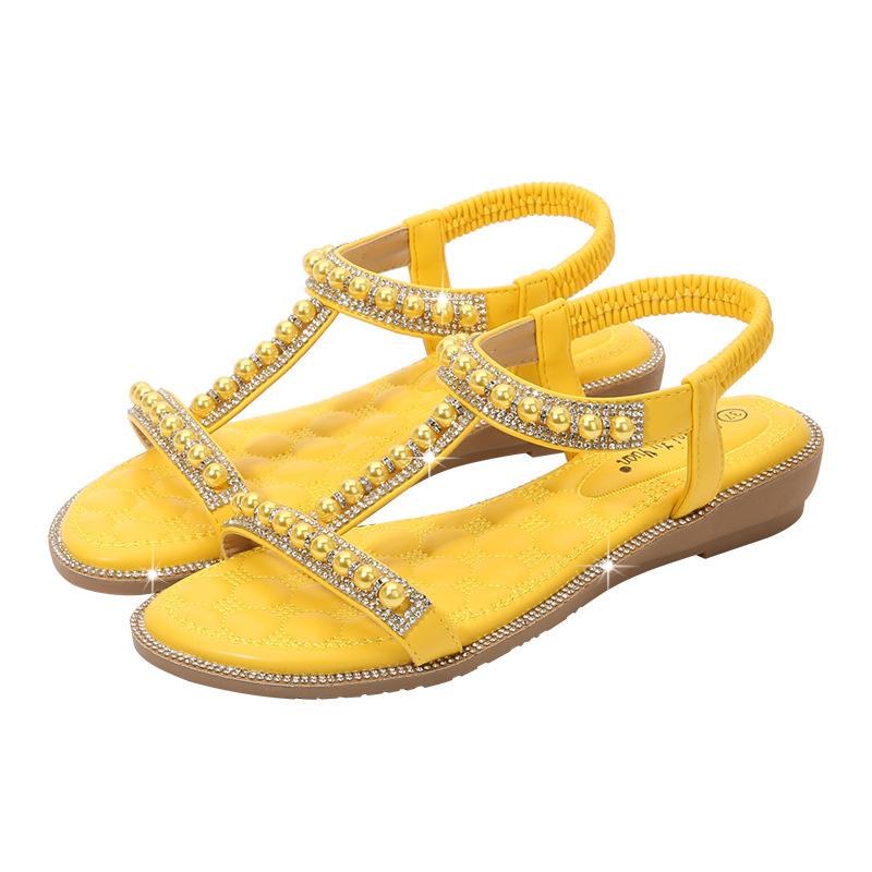Summer Fashion Women Flat Snadals for Women 2024 Elastic Back Strap Gladiator Comfortable Non-slip Beach Shoes Wedges Sandalias