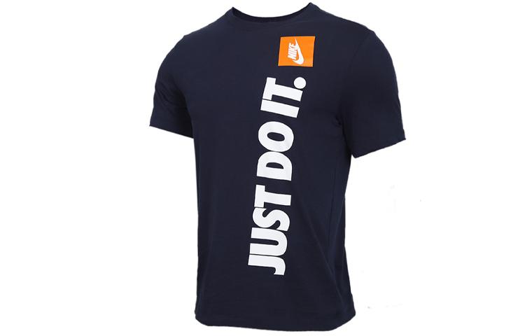 Men's Nike T Shirts Men's Dark Blue Crew Neck Moderate Straight Fit