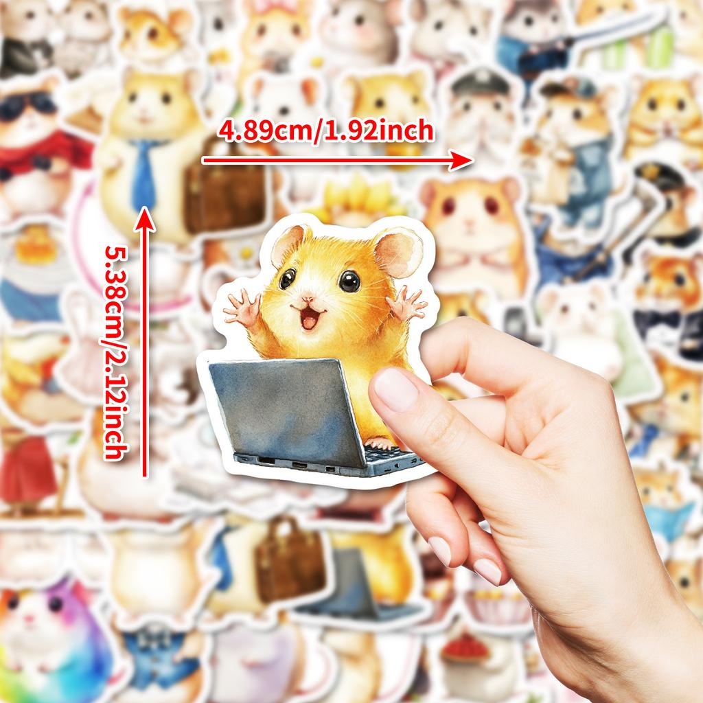 50 Kawaii Office Hamster Stickers Without Repeating Waterproof Decorative Stickers for Children's Reward Toy Stickers