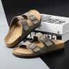 Slippers 2023 New Summer Fashion One-word Drag Couple Drag Cork Outdoor Shoes Flat Double Buckle Beach Sandals