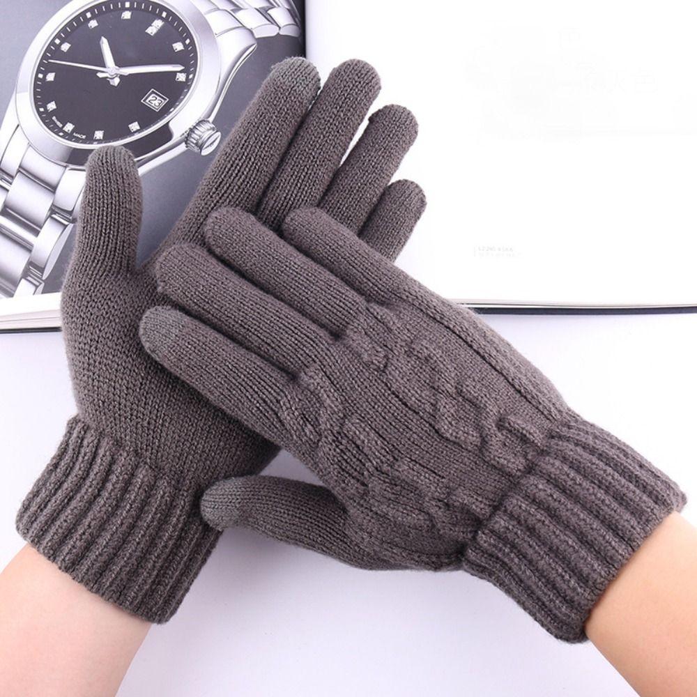 Knitted Winter Gloves Touch Screen Warm Mittens Accessories Man Thickened Gloves