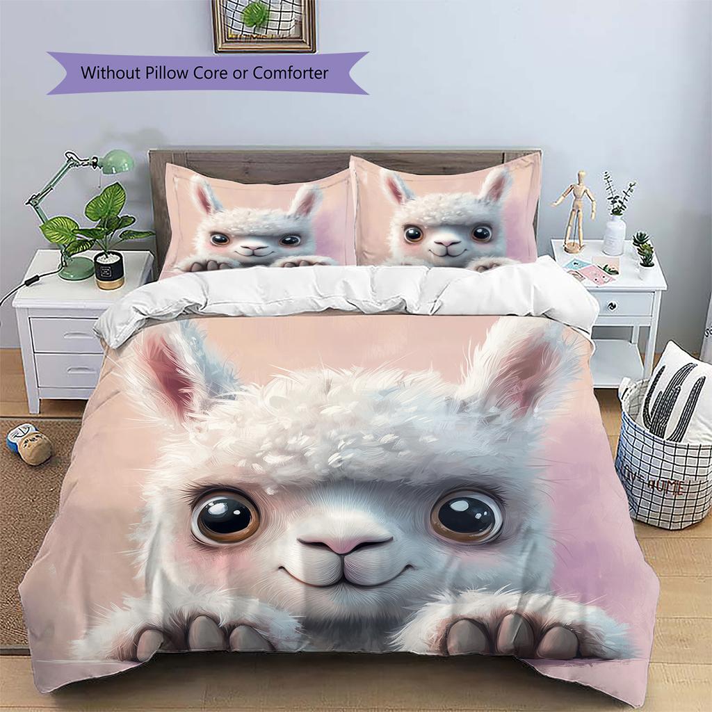 Biancheria da letto con motivo alpaca Decorazione per la casa Regalo di compleanno (1 * copripiumino + 2 * federa, senza nucleo)