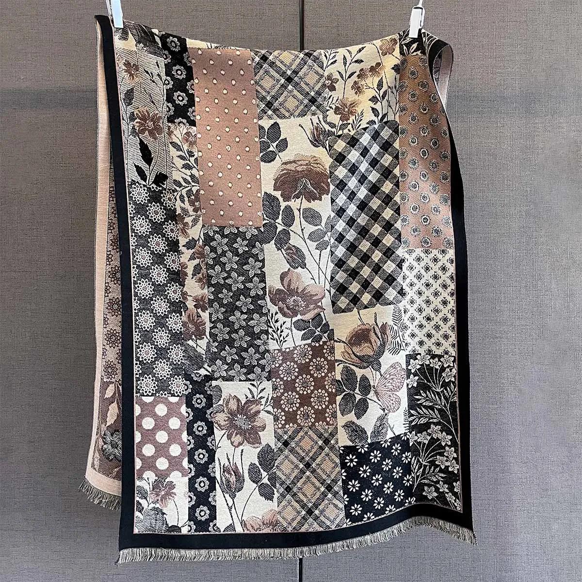 

Теплый шарф Осень/Зима 185*65см Шаль с кисточками Женский Роскошный принт Имитация кашемира Толстые накидки Защита от холода Ветрозащитный Плед 185-65cm