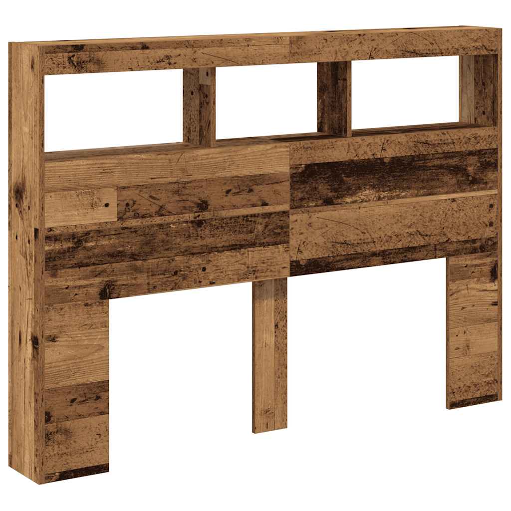 LED Headboard with Shelves Rustic Wood Look 140 x 17 x 102 cm
