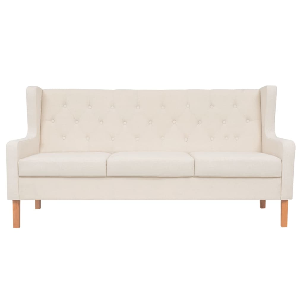 3 Seater Sofa Fabric Cream White White