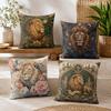 Art Lion Botanical Design Cushion Cover Durable Hypoallergenic Organic Linen Pillow Cover Short Size Washable SkinFriendly