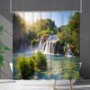 Bathroom Waterproof Curtain Digital Printing Landscape Waterfall Shower Curtain Free Punching Toilet Partition Curtain Shower Cloth