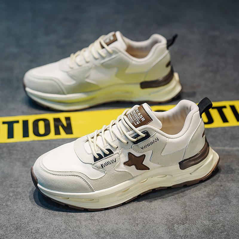 ins thick sole 22 spring new breathable casual student board shoes dad runner 39 бежевый