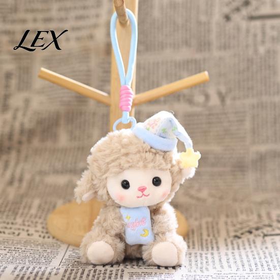 Plushie Gift for Girls Goodnight Sheep Plush Keychain, Cute Sleepy Lamb Stuffed Toy with Nightcap, Fluffy Keyring Soft Bag Charm Backpack And Nursery
