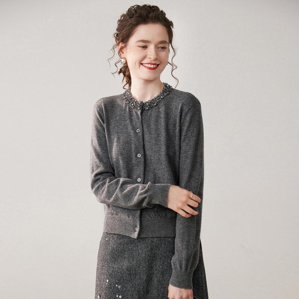 2025 A/W Women's Beaded Cashmere Loose Knit Cardigan