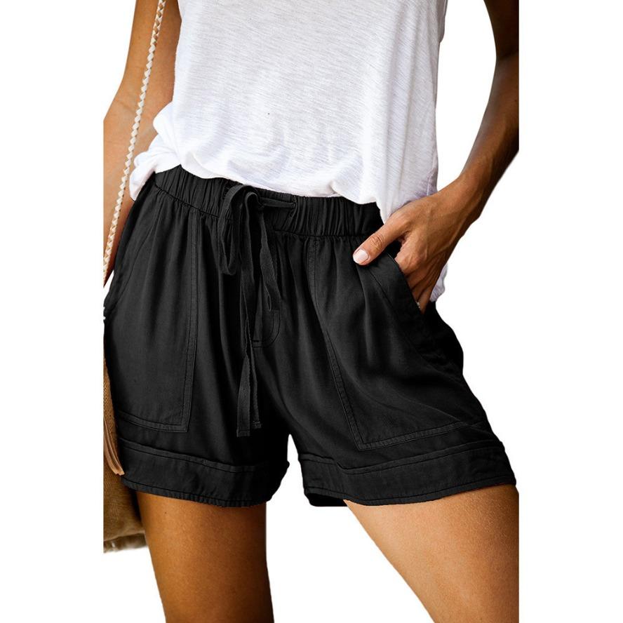 YYFS Pantaloncini sportivi a vita alta con stampa tinta unita casual alla moda da donna