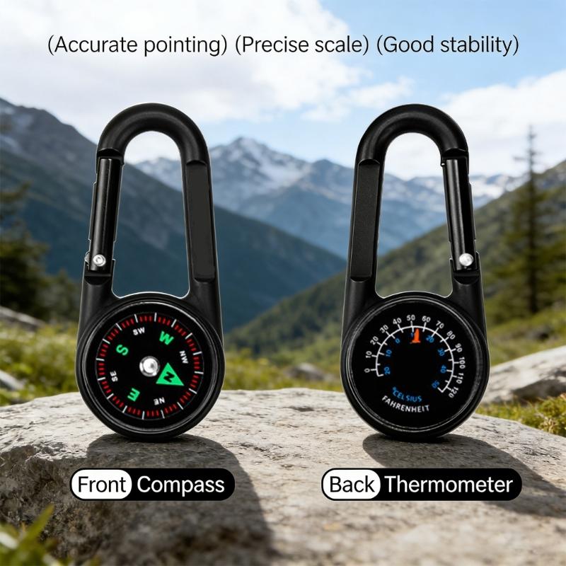 Double Sided Compasses Thermometers Outdoor Small Compasses Carabiner Outdoor Navigation Tool Backpack Buckle Enduring