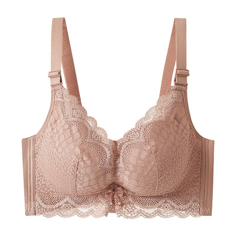 Sexy Lace Elegant Women's Underwear Thickened Small Breasts Show Large Breasts Gather No Steel Ring Adjustment Bra