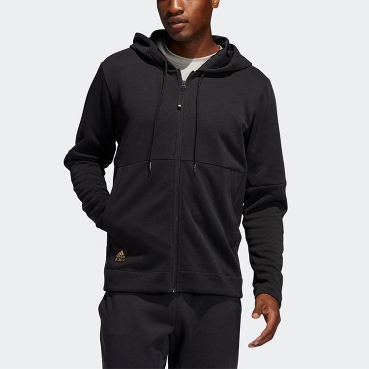 adidas Athleisure Casual Sports Cardigan Hooded Jacket Black Men's FP8206