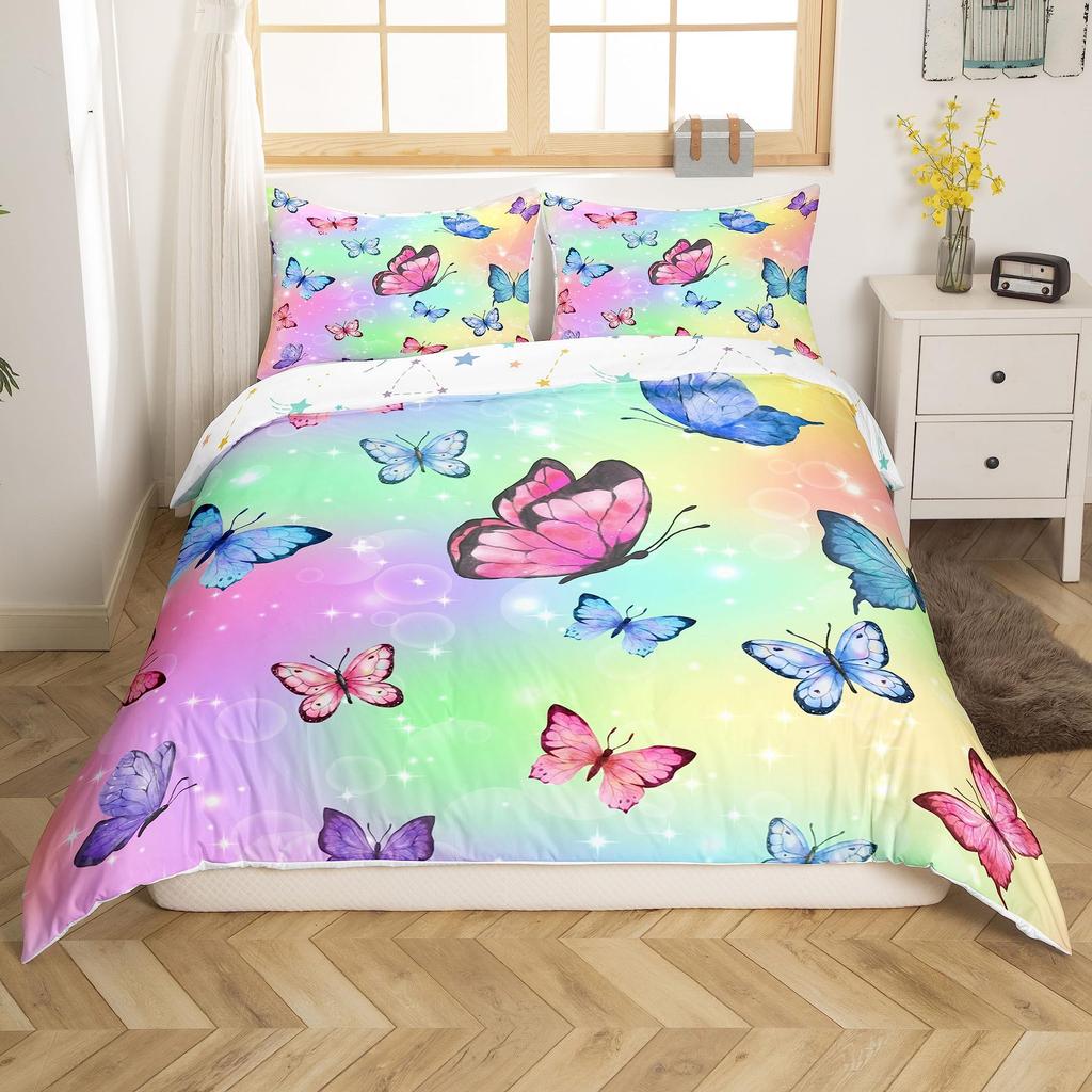 Colorful Cute French Dog Three-Piece Quilt Cover 3D Digital Printing Bedding Set Bed Cover