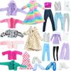 11,5'' Mädchenpuppen Zubehör 30cm Puppenkleidung Kleid Mantel Outfit Oberteile Hosen mit Sportschuhen Kristallschuhen Geburtstagsgeschenk Spielzeug
