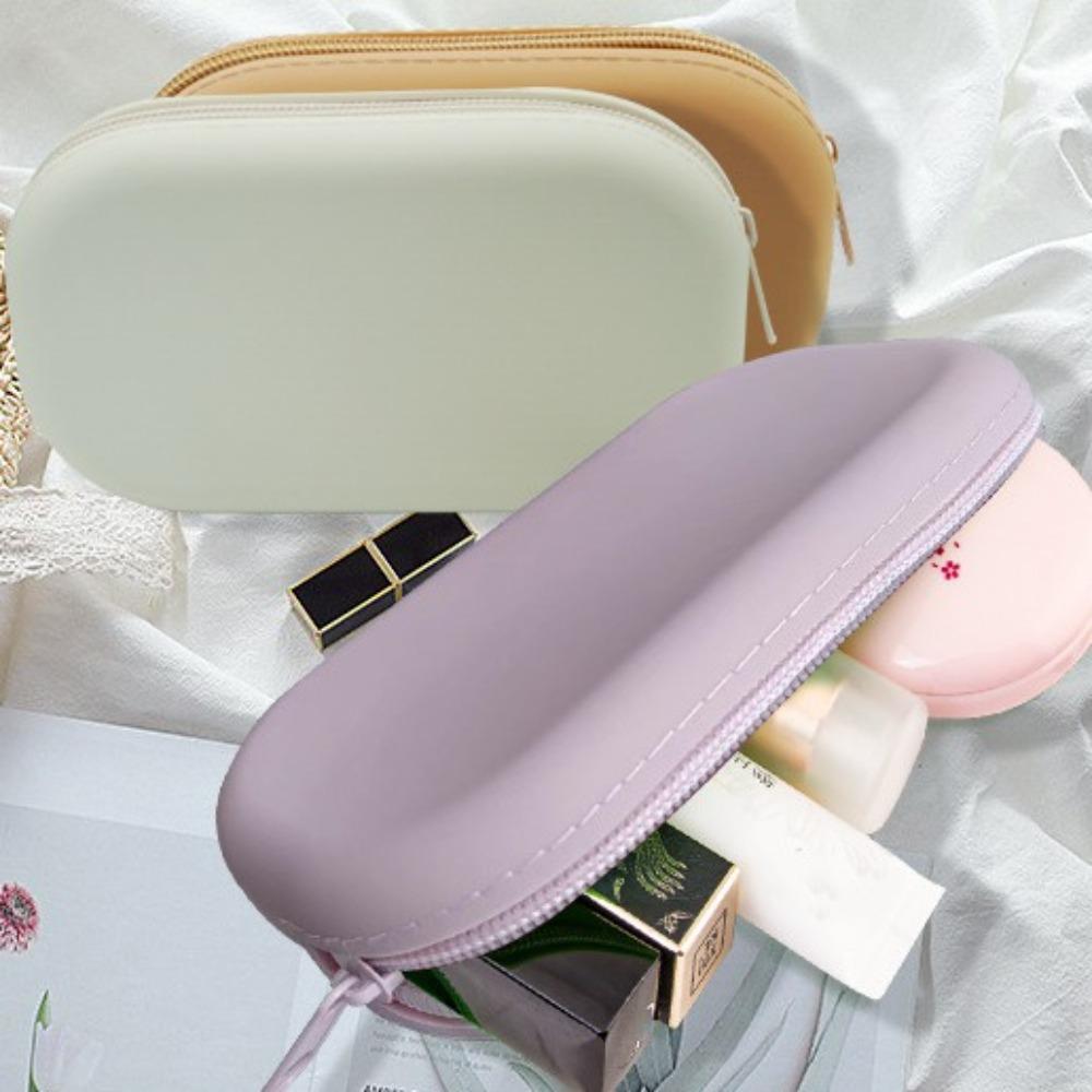 Silicone Cosmetic Storage Bag with Zipper Makeup Brush Holder Portable Makeup Pouch  Women