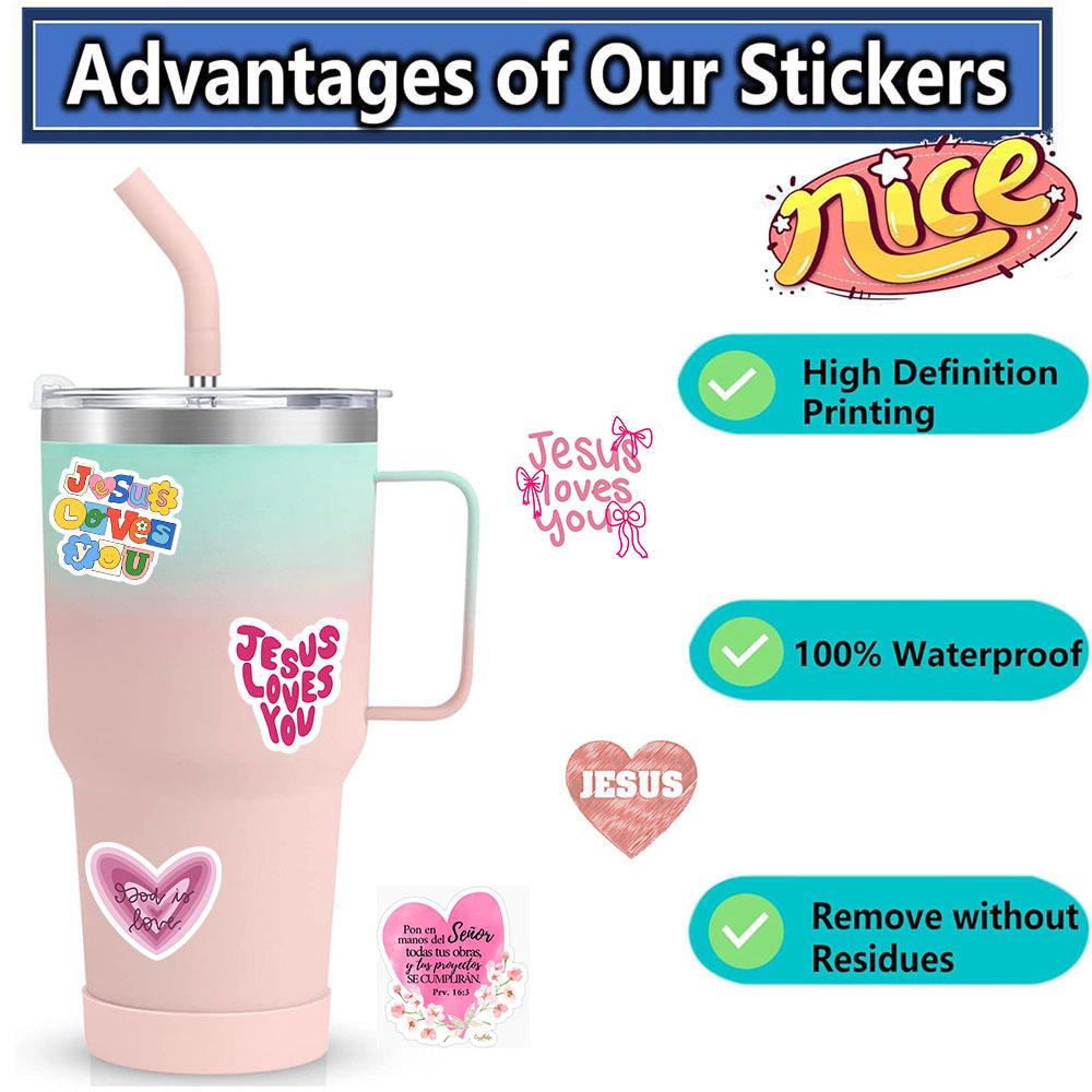 50/100/200 Pink Bible Christian Cartoon Stickers Jesus Loves You Graffiti Stickers Water Bottle Notebook Phone Stickers