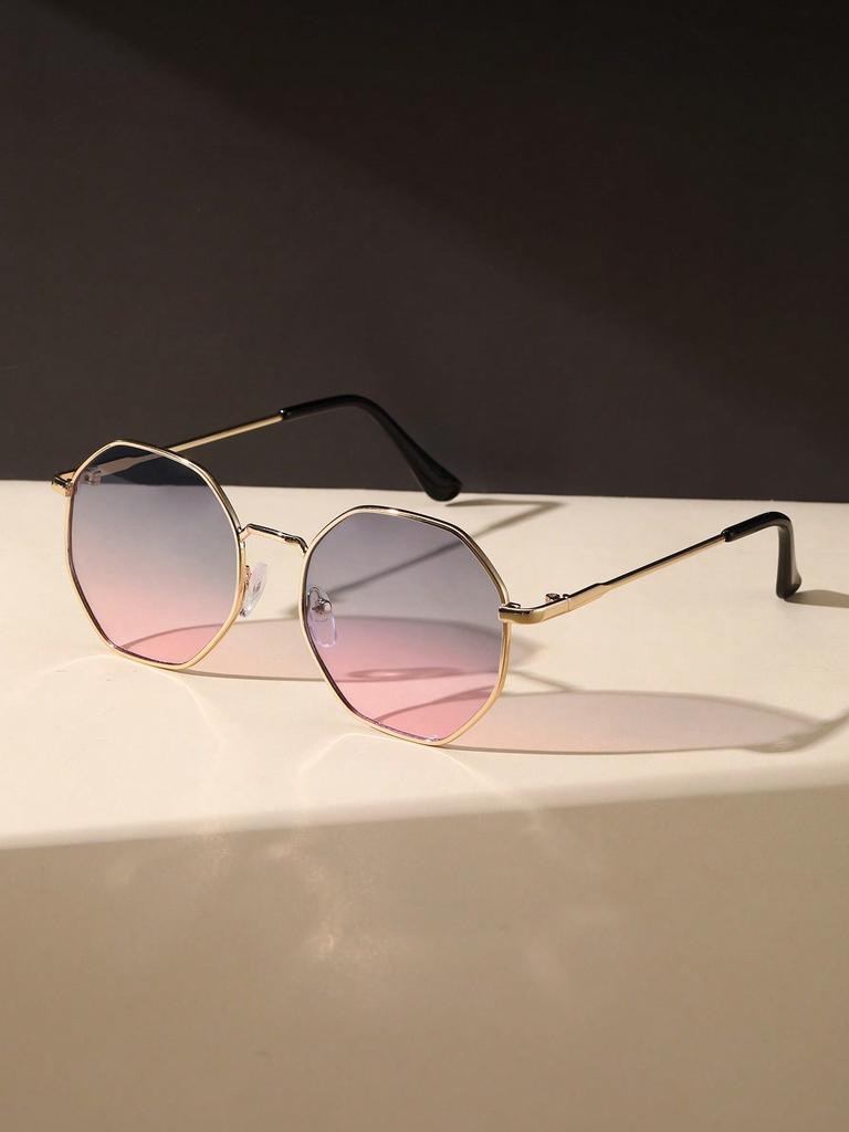 1PCS Fashion Geometric Metal Frame Sunglasses For Women Men UV Protection Daily Life Shades Eyewear Accessories
