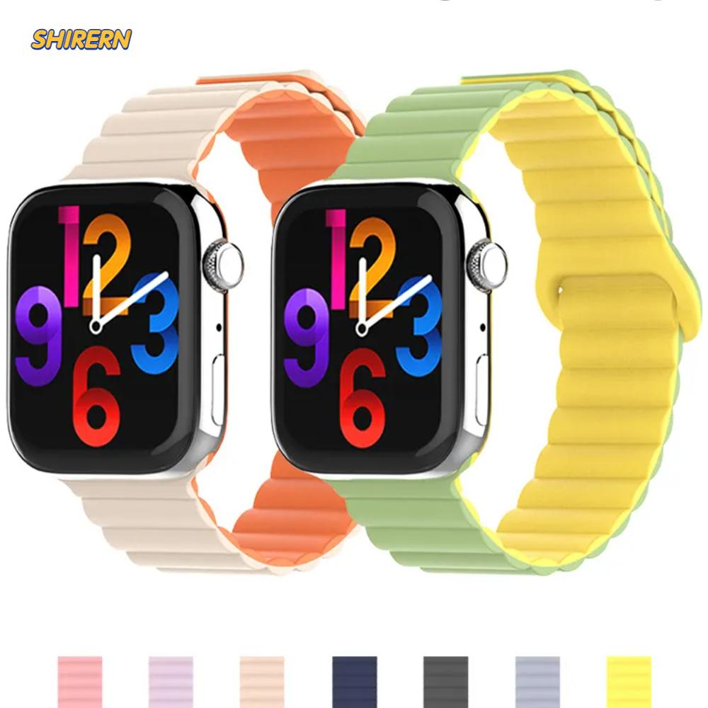 

Ремешок с магнитной петлей для Apple, ремешок для часов 44 мм, 40 мм, 45 мм, 41 мм, 38 мм, 42 мм, 49 мм, силиконовый браслет iWatch Series 3 5 4 SE 7 6 8 Ultra