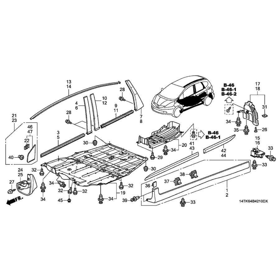 Linke Seite Dachleiste Zierleiste Ersatzteil#74316-TF0-003 Für Honda Fit 2009-14
