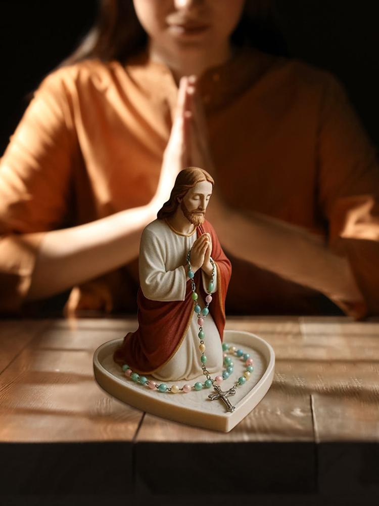Virgin Mary Rosary Holder Statue Resin Elegant Our Lady Prayer Rosary Box Catholic Gifts for Women Religious Home Decor