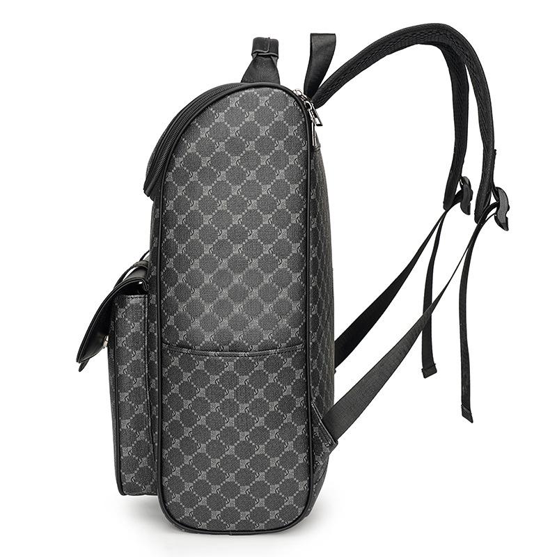 Backpack Men'S Fashion Trendy Brand Pu Commuter Backpack Travel Bag College Student High School Student School Bag Computer Bag Large Capacity