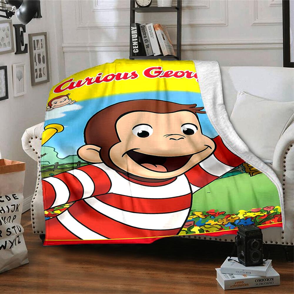 1pc Curious George (6) Blanket, Gift, for Men and Women, Soft Blanket, Good for Sofa Bed Couch Travel, Lightweight Flannel Blanket