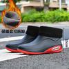 Winter fixed velvet warm waterproof glue shoes trendy men's short rain shoes wading short boots outdoor men's rain boots warm cotton shoes