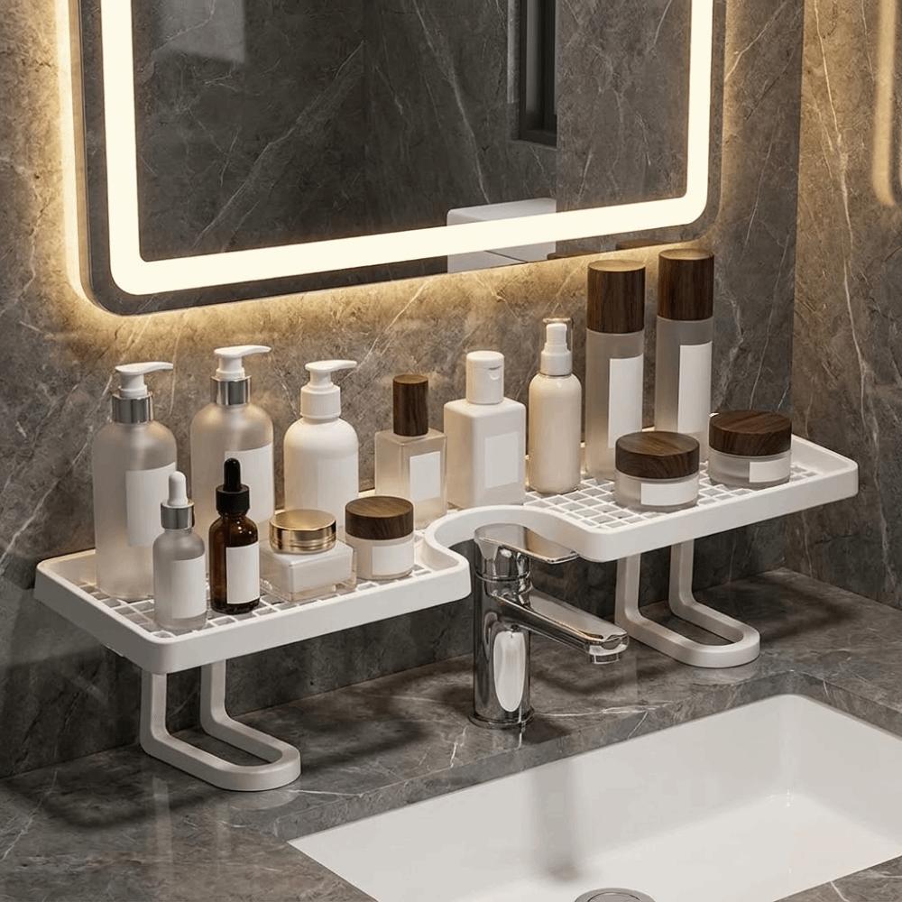 No Drill Bathroom Storage Rack Plastic Bathroom Sink Shelf Faucet Storage Shelf Dormitory