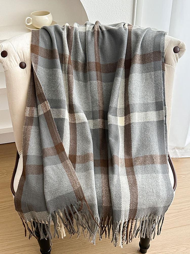 Women Winter Knitted Scarf Headscarf Lady Men Casual Plaid Tassel Warm Scarve Male Foulard Wrap Shawl New Unisex Korean New