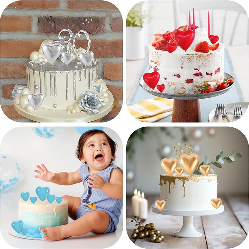 20 Stück 3D Herzform Kuchenaufsatz Mix Größe Liebe Kuchenkugeln Valentinstag Cupcake Flagge Hochzeit Geburtstagsfeier Deko Babyparty