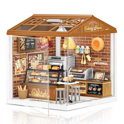 Hallisun DIY Miniaturhaus Plastik-Puppenhaus mit Möbeln Spielzeug-Puppenhaus mit USB Staubdichter Abdeckung und 3D-Bastelbausatz für Kinder ab und