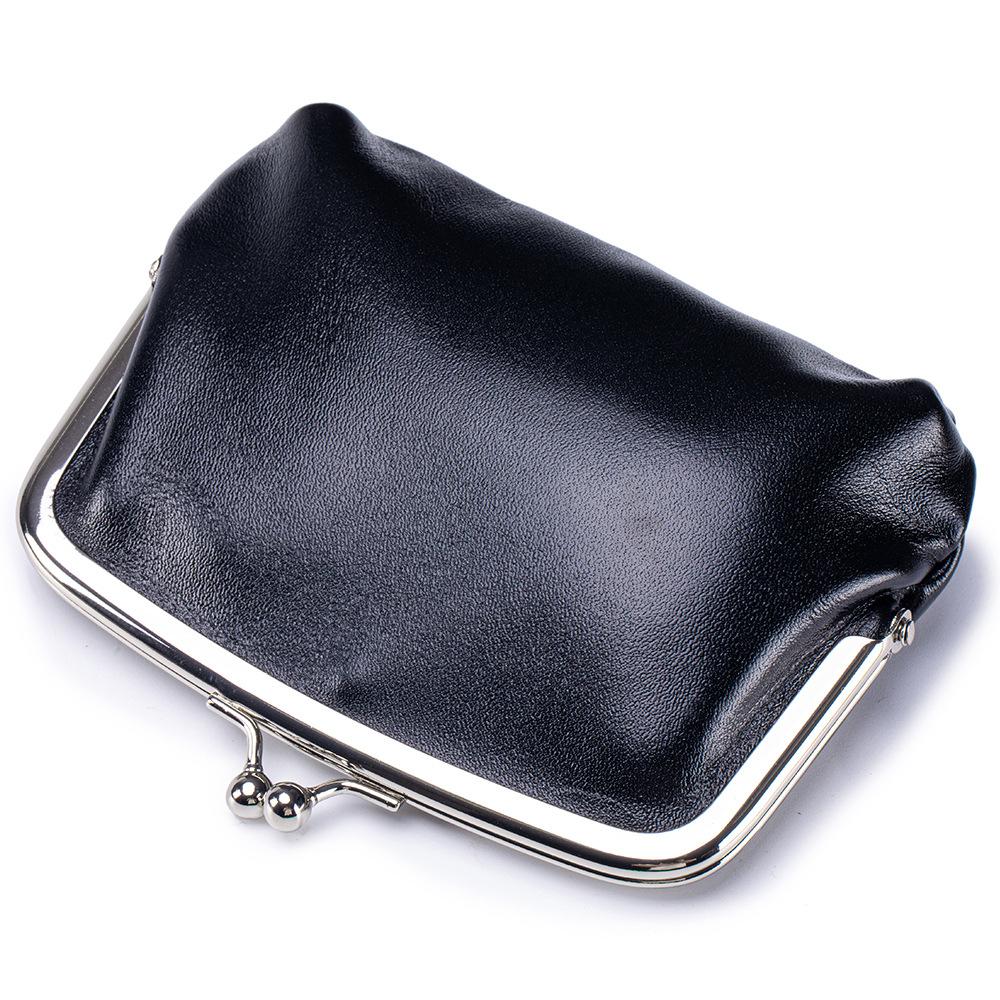 Pierwsza warstwa garbowana roślinnie woskowana olejem skóra bydlęca retro portmonetka damska wysoki zmysł wszechstronna podwójna klipsowa torba do przechowywania złoty klips