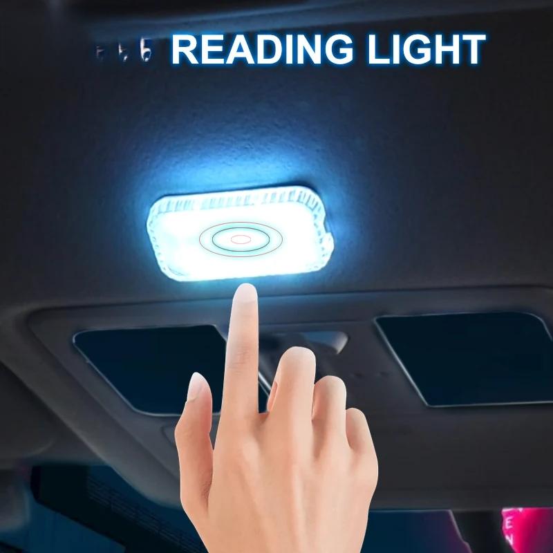 Luz de Toque LED Mini Sem Fio Iluminação Interior do Carro Luz de Leitura de Teto para Porta Pé Porta-Malas Caixa de Armazenamento Carregamento USB