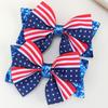2Pcs USA Flag Bow Hair Clip Ribbon Patriotic American Flag Design Red White Blue Bow Barrettes For 4th Of July Party Accessories
