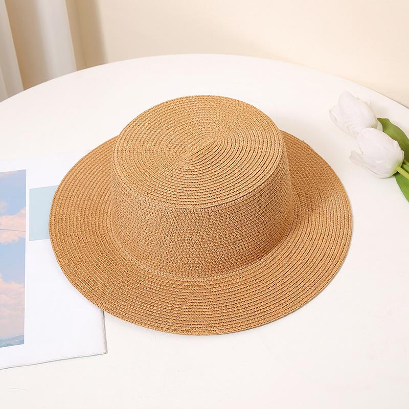 Chapeau de soleil élégant pour femme - Paille légère et respirante avec dessus plat pour une protection solaire optimale
