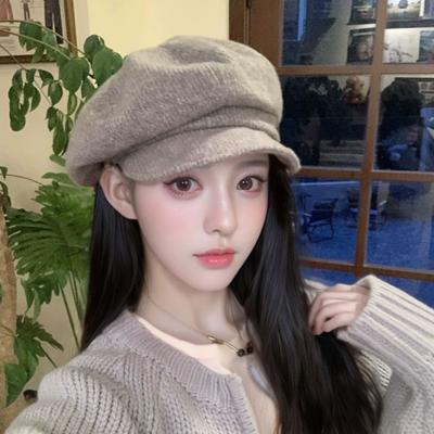Literarische Retro Achteckige Einfarbige Baskenmütze Koreanischer Stil Ins Gesicht Verändern Herbst- und Winteratmosphäre Vielseitig