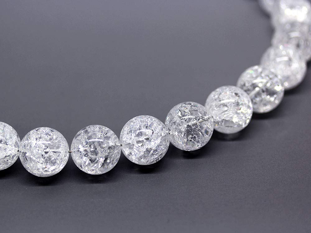 [Seki-Kira] 4A Crack Quartz 18mm Extra Thick Prayer Beads Necklace for Men, Natural Stone, Power Stone, 025