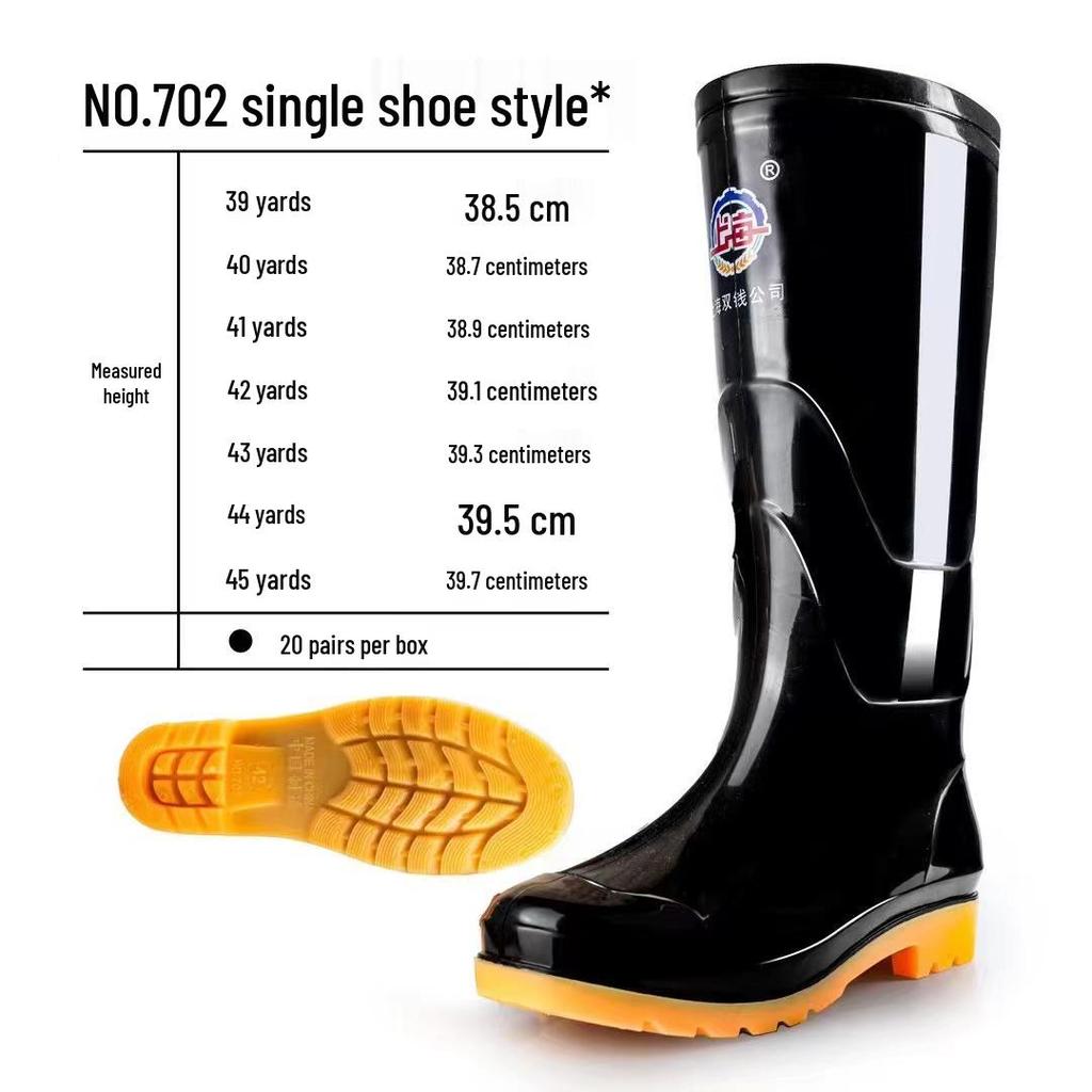 Double Coin Waterdichte Hoge Heren Regenlaarzen - Antislip, Slijtvast, Plastic Overschoenen