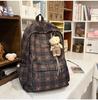 Schoolbag Sweet Tone Soft Mist Texture Plaid Low Saturation Backpack College Style Junior High School Girls Light Backpack