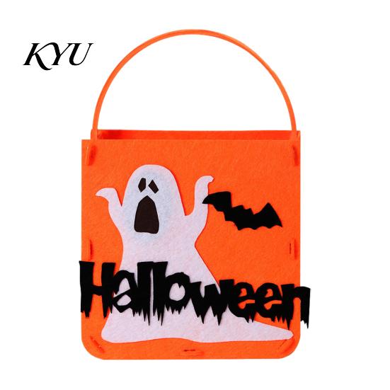 Portable Candy Storage Containers Halloween Felt Trick or Treat Bags, Cartoon Owl Bat Devil Pumpkin Kids Durable Pails Handheld Tote Reusable