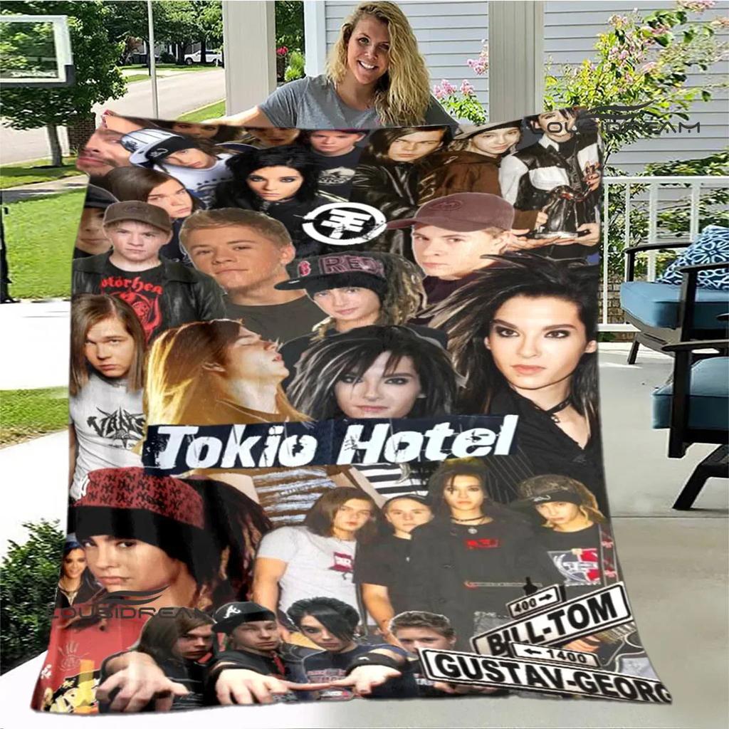 Coperta stampata della band Tokio Hotel Coperta calda per bambini Coperta in flanella morbida e accogliente Coperta per divano letto Coperta da viaggio Regalo di compleanno
