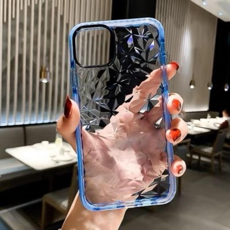 Applicable To IPhone16Promax Transparent Mobile Phone Case 14 Apple 15 Protective Case Anti-fall Diamond Pattern Luxury