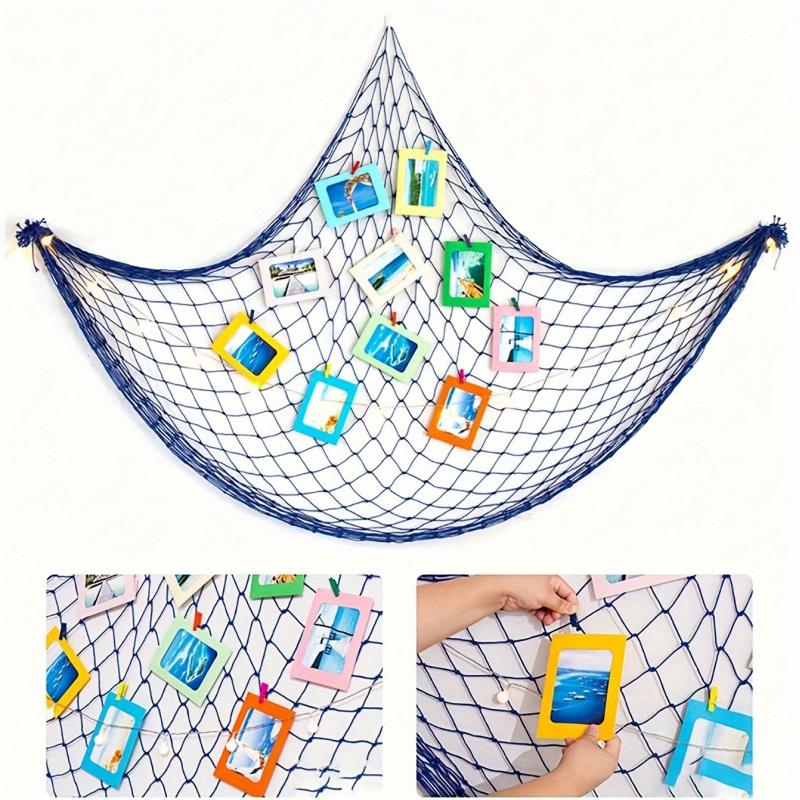 Mediterranean Style Decorative Fishing Net Hanging Ornament Thick Rope Hemp Line Shell Float Wind Chime Wall Hanging Living Room