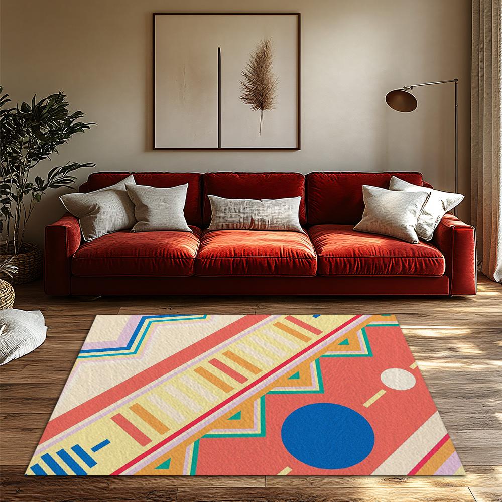 Boho Area Rug Non Slip Indoor Outdoor Mat Washable Modern Abstract Geometric Carpet Living Room Decor Home Accent