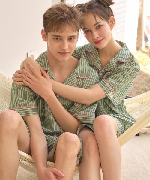 [Dossy] Silk Fit Wednesday Short Sleeve Couple Pajama Set [Shipped from Korea] 100% Authentic