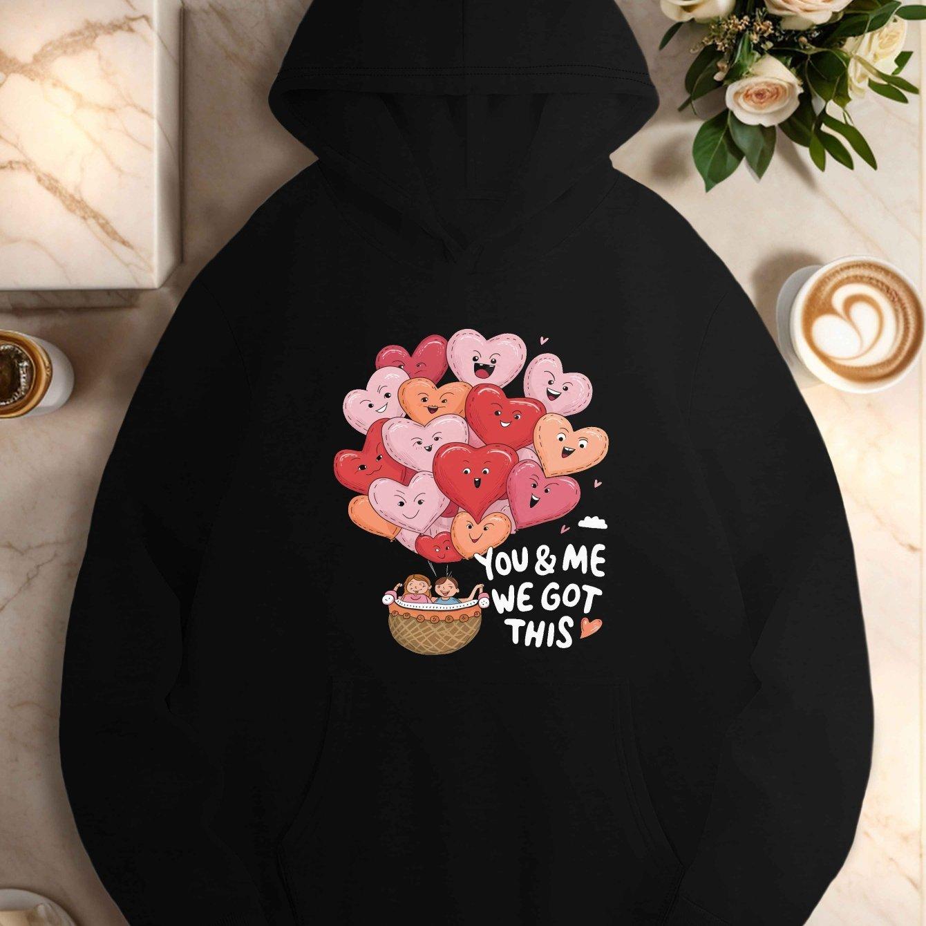 Print Love Print Hoodies Men Fleece Sweatshirt Hip Hop Casual Hoodie Vintage Pullovers Loose  Hoodie Y2k Clothes Sweatshirts S