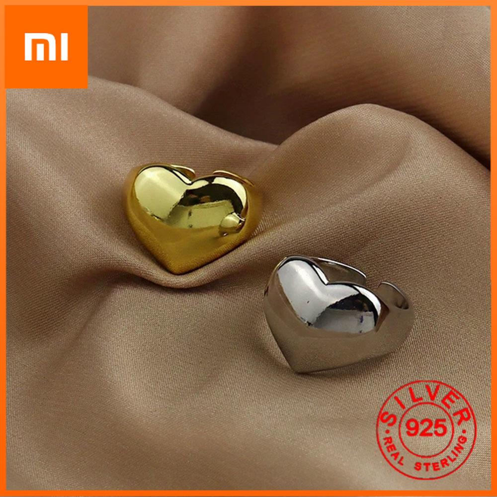 Xiaomi BF CLUB Silver Color Rings for Women Fashion Geometric Handmade Irregular Gold Heart Ring Party Christmas Gift