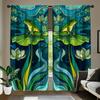 2pcs Curtains Are Hand-Painted   Depicting a Frog Sitting On a Lotus Leaf   with a Tranquil Lake In The Background   In Shades